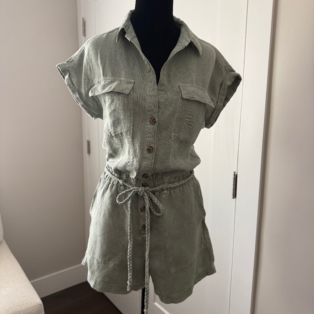 Nicole Miller Linen Romper XS - Picture 1 of 6